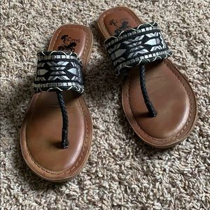 Aztec design black sandals